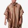 INTI0550 INTI ALPACA Brown Alpaca Hooded Poncho for Men - Hippie Cloak Cape with hood - Mens Andean Traditional Serape knitted with alpaca wool