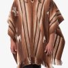 INTI0550 INTI ALPACA Brown Alpaca Hooded Poncho for Men - Hippie Cloak Cape with hood - Mens Andean Traditional Serape knitted with alpaca wool