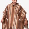 INTI0550 INTI ALPACA Brown Alpaca Hooded Poncho for Men - Hippie Cloak Cape with hood - Mens Andean Traditional Serape knitted with alpaca wool