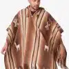 INTI0550 INTI ALPACA Brown Alpaca Hooded Poncho for Men - Hippie Cloak Cape with hood - Mens Andean Traditional Serape knitted with alpaca wool