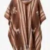 INTI0550 INTI ALPACA Brown Alpaca Hooded Poncho for Men - Hippie Cloak Cape with hood - Mens Andean Traditional Serape knitted with alpaca wool