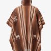 INTI0550 INTI ALPACA Brown Alpaca Hooded Poncho for Men - Hippie Cloak Cape with hood - Mens Andean Traditional Serape knitted with alpaca wool