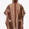 INTI0550 INTI ALPACA Brown Alpaca Hooded Poncho for Men - Hippie Cloak Cape with hood - Mens Andean Traditional Serape knitted with alpaca wool