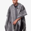 INTI0551 INTI ALPACA Gray Alpaca Hooded Poncho for Men - Hippie Cloak Cape with hood - Mens Traditional Serape knitted with alpaca wool - Andean Mens Hoddie