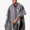 INTI0551 INTI ALPACA Gray Alpaca Hooded Poncho for Men - Hippie Cloak Cape with hood - Mens Traditional Serape knitted with alpaca wool - Andean Mens Hoddie