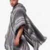 INTI0551 INTI ALPACA Gray Alpaca Hooded Poncho for Men - Hippie Cloak Cape with hood - Mens Traditional Serape knitted with alpaca wool - Andean Mens Hoddie