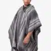INTI0551 INTI ALPACA Gray Alpaca Hooded Poncho for Men - Hippie Cloak Cape with hood - Mens Traditional Serape knitted with alpaca wool - Andean Mens Hoddie