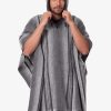 INTI0551 INTI ALPACA Gray Alpaca Hooded Poncho for Men - Hippie Cloak Cape with hood - Mens Traditional Serape knitted with alpaca wool - Andean Mens Hoddie