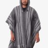 INTI0551 INTI ALPACA Gray Alpaca Hooded Poncho for Men - Hippie Cloak Cape with hood - Mens Traditional Serape knitted with alpaca wool - Andean Mens Hoddie