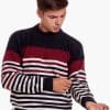 INTI0619 INTI ALPACA Striped Alpaca Wool Sweater for Men - Winter Crewneck pullover