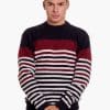 INTI0619 INTI ALPACA Striped Alpaca Wool Sweater for Men - Winter Crewneck pullover
