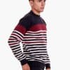 INTI0619 INTI ALPACA Striped Alpaca Wool Sweater for Men - Winter Crewneck pullover