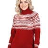 INTI0675 INTI ALPACA NORDIC RED ALAPCA SWEATER FOR WOMEN