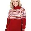 INTI0675 INTI ALPACA NORDIC RED ALAPCA SWEATER FOR WOMEN