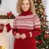 INTI0675 INTI ALPACA NORDIC RED ALAPCA SWEATER FOR WOMEN
