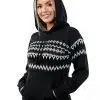 INTI0676 INTI ALPACA Fair Isle Knit Hoodie Women Cozy Alpaca Wool Hoodie Warm and Lightweight Pullover