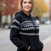 INTI0676 INTI ALPACA Fair Isle Knit Hoodie Women Cozy Alpaca Wool Hoodie Warm and Lightweight Pullover