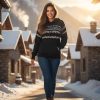 INTI0676 INTI ALPACA Fair Isle Knit Hoodie Women Cozy Alpaca Wool Hoodie Warm and Lightweight Pullover